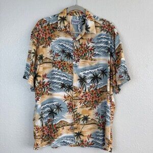 Windham Pointe Hawaiian tropical Magnum PI‎ button front shirt L